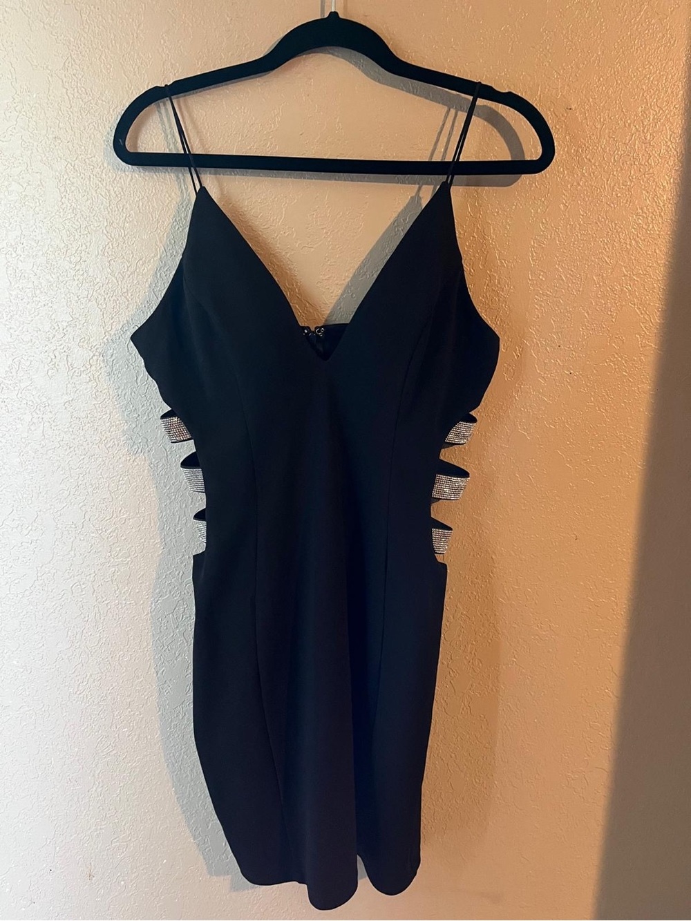 Black Spaghetti-Strap Cutout Dress